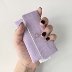 【SALE】手のひらサイズのミニ財布/カードケース[パープル/コットン］
