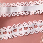 入園入学☆再入荷【2m♡各1mずつ】白おしゃれ3cm幅♡ハート&リボンレース切り抜きグログランリボン2種類♡お洋服♡小物やアクセサリー作りにも♡