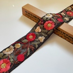 約5cm幅/刺繍リボン/オーガンジー/黒/花刺繍