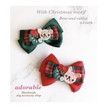 New*【受注品】クリスマスモチーフ付きバレッタ🎄くまとうさぎのリース
