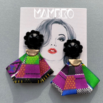 個性的✳秋冬✳レトロブラックフラワー×カラフルタッセル✳ピアス､イヤリング✳ ネイティブ アジアン 昭和レトロ アンティーク モダンレトロ カラフル サイケデリック 古着 エスニック 大人可愛い 