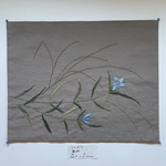送料無料/敷物/りんどう手刺繍T030