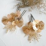 ゴールドフラワーの髪飾りヘアピンセット＊ウエディング＊和装　