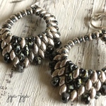 beads earrings - metallic silver black