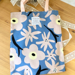 ちょっとそこまで☆小さなエコバッグ♪ 北欧風ピンクとブルーの花模様