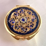 透かしパーツの鏡付きピルケースCROSS noble blue
