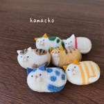 【羊毛フェルト ブローチ】ひだまり カラフル 猫 ブローチ 