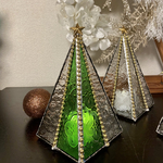 ♢ガラスのクリスマスツリー♢グリーン＆クリアーS♢ステンドグラス