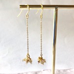 [最終sale ]春色黄色菜の花色♡はちみつカラー♡ルチルクォーツ高品質AA++ お花 ロングピアス サージカルステンレス フックピアス