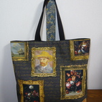 フランス生地　名画いっぱい柄の大きめトートバッグ