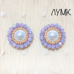 ビーズ刺繍 カボション　ライトパープル