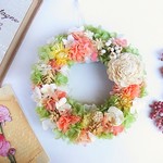 《再販　ご予約品》春色グリーン＆ピーチのリース