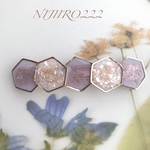 大人パープルとピンク　ゴールドバレッタ ☆送料無料 ☆ヘアアクセサリー 桜色