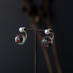 【クリスマスギフト】淡水パールとびいどろのピアス/ノンホール
