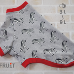 【３L～９L】【🇫🇷フランス製 生地】シマウマ ラグラン Tシャツ（袖付き) 【中型犬・大型犬 用】犬服