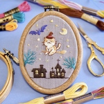 [snowing0621さま用ページ]Halloween Night 魔法使いネコちゃん手刺繍フープ