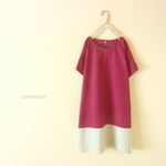 チューリップのポンチョ。USAコットン×ハーフリネン。【М】