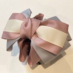 crystal®️ibbon ピンク⚫︎アイボリー⚫︎グレーのリボンバンスクリップ