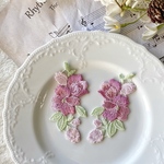 左右セット 綺麗 花 フラワー 刺繍 ケミカルレース モチーフ アップリケ BK211101 ハンドメイド 手芸 素材