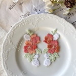 左右セット 綺麗 花 フラワー 刺繍 ケミカルレース モチーフ アップリケ BK211102 ハンドメイド 手芸 素材