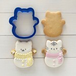 ねこ雪だるま【縦6㎝】クッキー型・クッキーカッター