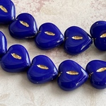 【14㍉ 4個】ハート♡ royal blue♡チェコビーズ♡青♡ブルー