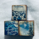 ミニウッドブロック ブルークリスマス 