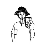 モノクロ似顔絵イラスト