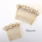 ビジューとパールのヘアコームセット
