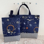【送料無料】 【入園 入学】レッスンバッグ 上履き入れ 2点セット《宇宙 スペースワールド　惑星　炎》男の子　かっこいい