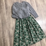 YUWA グリーン の お花 の かわいく 綺麗な ギャザースカート 