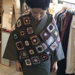 《受注製作》モチーフ編み  ストール  チャコールグレー