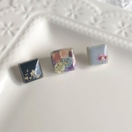 スクエア▤▥▦タイル レジン フラワー ピアス 