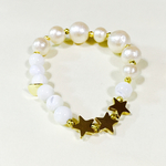 コットンパールのホワイト&ゴールドでオトナ可愛いブレス♪♪♪パワーストーンブレスレット☆