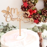 木製 ケーキトッパー Xmas メリークリスマス MerryChristmas 柊 ヒイラギ 