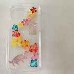 【オーダー作品】猫とうさぎの夢色 押し花 iPhoneケース/iPhone12