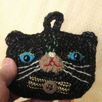 poppopisan様お取り置き専用ページです♪ お跨ぎいただきありがとうございます。　　　　　　黒猫にゃこアタマの小銭入れ 　青