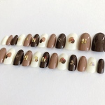 【送料無料】サイズ測定不要ネイルチップ/付け爪/ブラウン/チョコレート/塗りかけネイル/シンプル/大人可愛い/結婚式/ブライダル/ウェディング/ドレス/春/夏/秋/冬