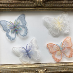 ③【4個セット】オーガンジー　シフォン　蝶々♡刺繍⭐️パーツ⭐️クリスマスにも♡リボンのセンターや♡小物やアクセサリー作りにも♡2個セット