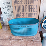 寄せ植えにぴったり♪素敵な大きめブリキ鉢【ガーデニング雑貨】淡ブルー水色系♪ナチュラルガーデン