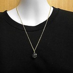 天然石 黒針ルチルクォーツ丸玉ネックレス(ペンダント)　　211221206
