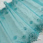チュール幅広レース 0.5m 両山ケミカル 花 エメラルドグリーン (LFLA92ELHLRY)