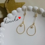 ♥大人女子のパールとフープロングピアス