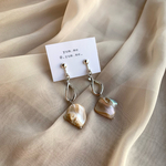 🐚 shellperl silver／大粒シェルパール × ウェーブ シルバーリング 上品 ピアス アクセサリー
