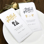 【5枚セット】【名入れ】マスクケース ウェディング用 Just married（抗菌加工・紙製・使い捨て）［結婚式、披露宴、二次会、食事会、パーティーでのマスク入れ、マスク置き］