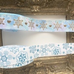 【2m♡】おしゃれ雪の結晶❄️2.2cm・2.5cm幅♡ゴールドデザインプリント⭐️グログランリボン2色⭐️クリスマスにも♡お洋服♡小物やアクセサリー作りにも♡