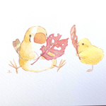 葉っぱからのぞく