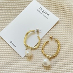 ハーフフープパールピアス