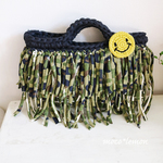 迷彩 裂布フリンジバッグ 