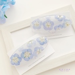 再販2◆押し花◆バレッタ＊ネモフィラの花畑